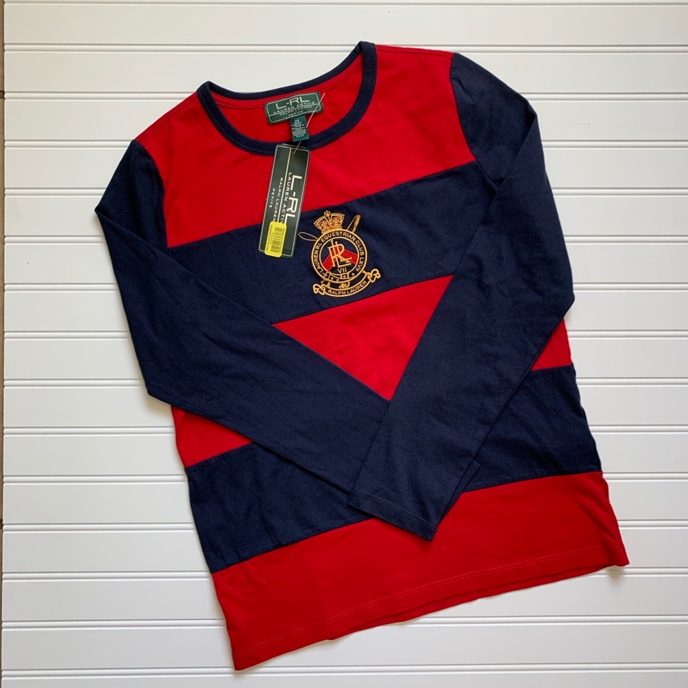 Ralph Lauren Navy Blue & Red embroidered shirt Xs